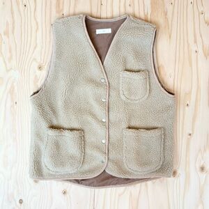 korean teddy vest - sandstone tan by EDD - oversized fit - like new